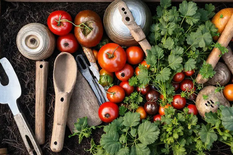 Dicht bepflanztes Hochbeet mit verschiedenen Salaten, Kräutern und Gemüsepflanzen in Mischkultur